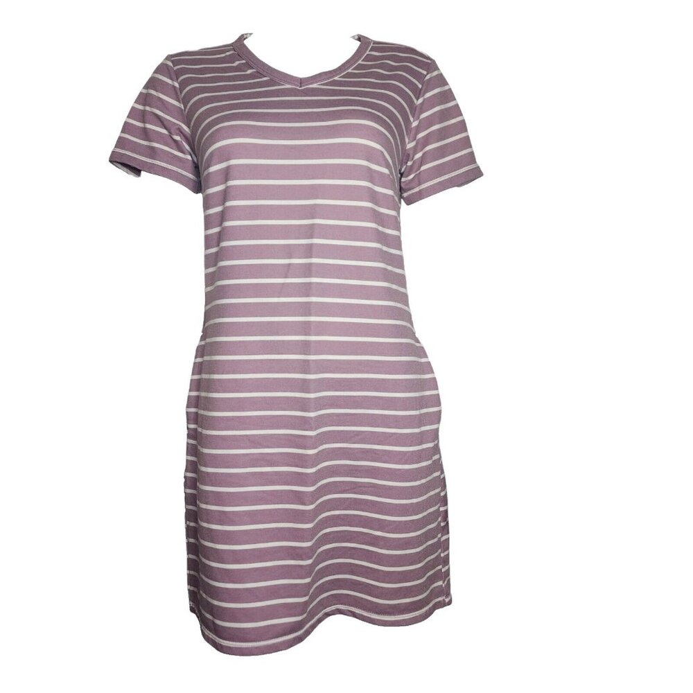 32‎ Degrees Cool Dress Womens Size S Small Purple White Striped Fleece Lined